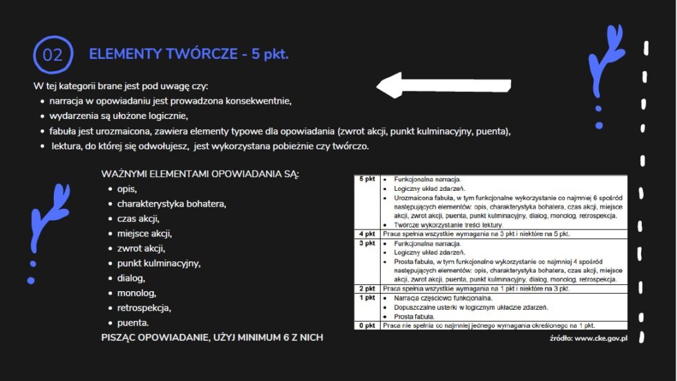 J. polski – LITERATURA opowiadanie | Egzamin ósmoklasisty język polski